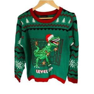 Blizzard Bay Kids Unisex Dinosaur Ugly Christmas Holiday Sweater Size XL (18/20)